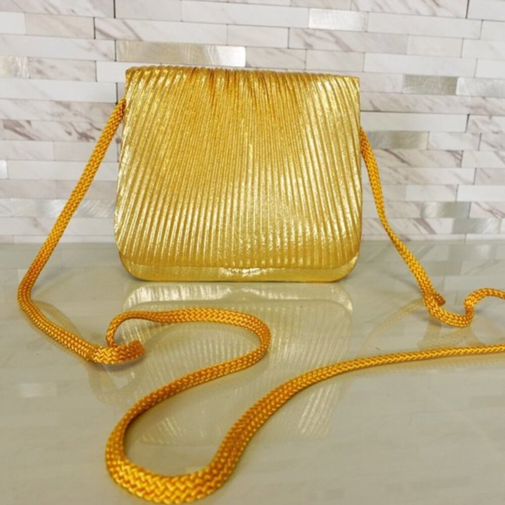 Carlo Fellini Purse Bag Evening Small Gold‎ Formal Crossbody Sling Clutch Straw